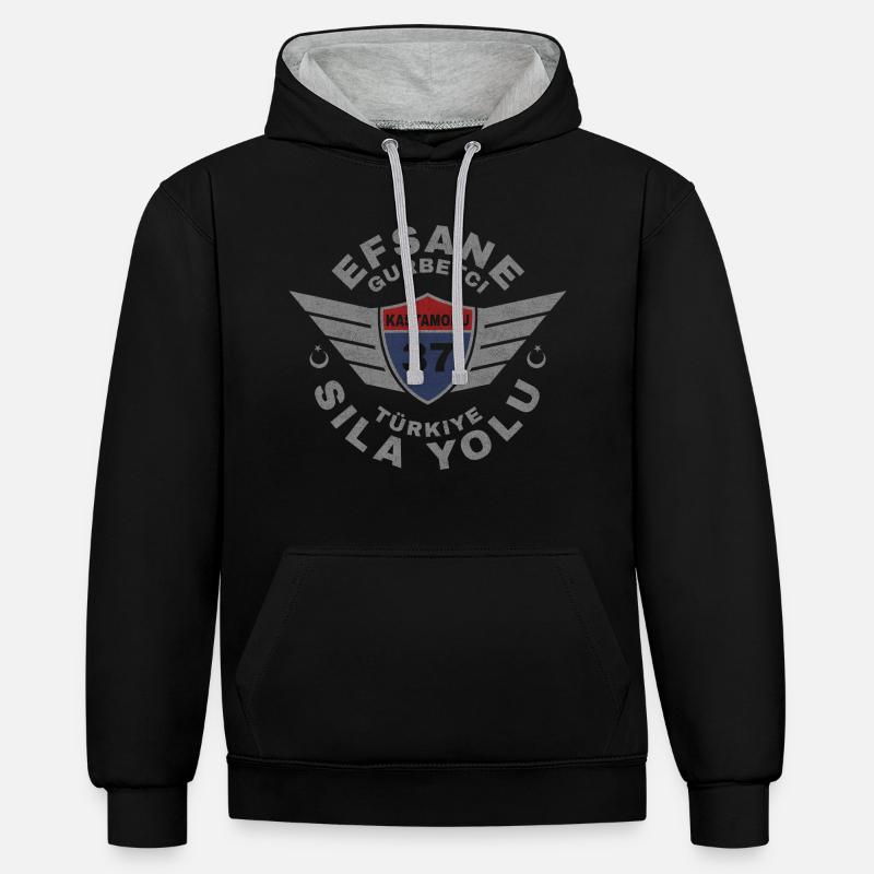 Kastamonu - Sweat à capuche contrasté - noir/gris chiné