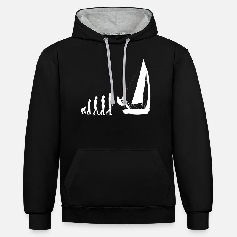 Segeln Segelboot Sailing Evolution - Kontrast-Hoodie - Schwarz/Grau meliert