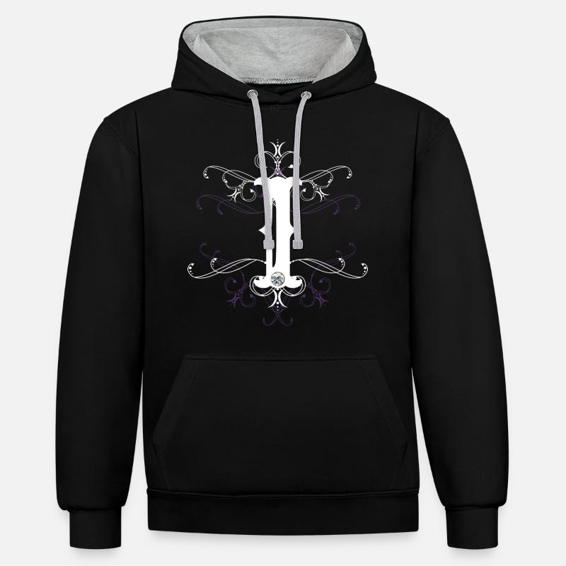 Point I i) i) - Sweat à capuche contrasté - noir/gris chiné
