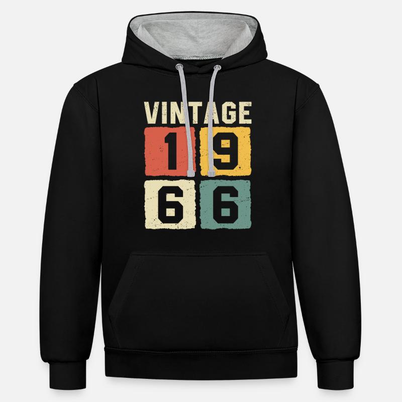Millésime 1966 Né en 1966 - Sweat à capuche contrasté - noir/gris chiné