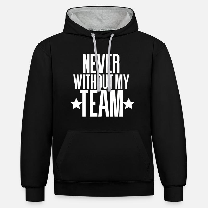 JAMAIS SANS MON ÉQUIPE - Sweat à capuche contrasté - noir/gris chiné