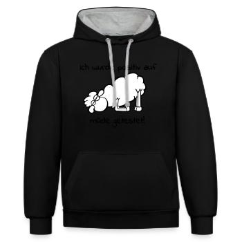 Müdes Schaf - Kontrast-Hoodie - Schwarz/Grau meliert - Vorne - Anna (173cm) & Nico (186cm)