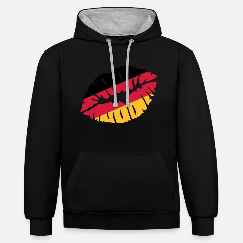 Allemagne - Sweat à capuche contrasté - noir/gris chiné