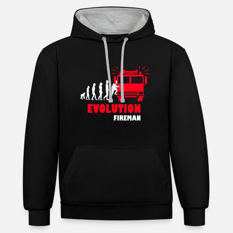Pompiers Fireman Evolution - Sweat à capuche contrasté - noir/gris chiné