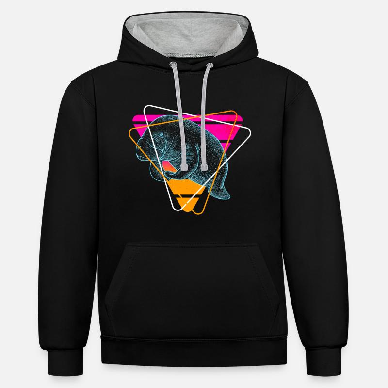 Vaporwave Manati - Sweat à capuche contrasté - noir/gris chiné
