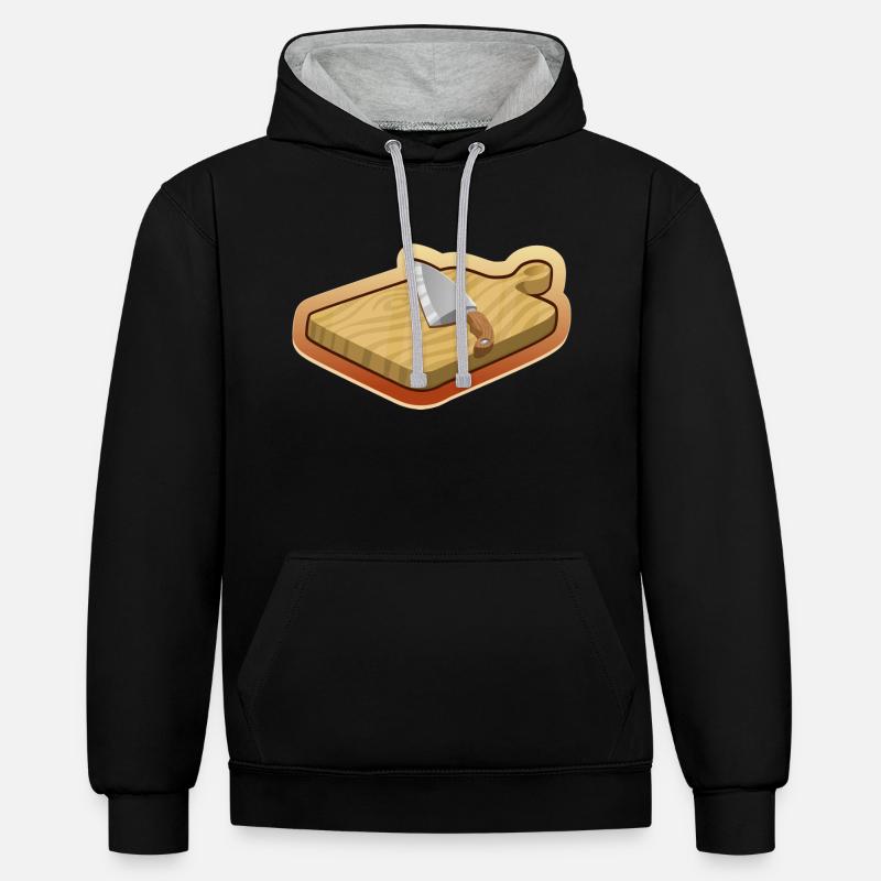 Planche à découper - Sweat à capuche contrasté - noir/gris chiné