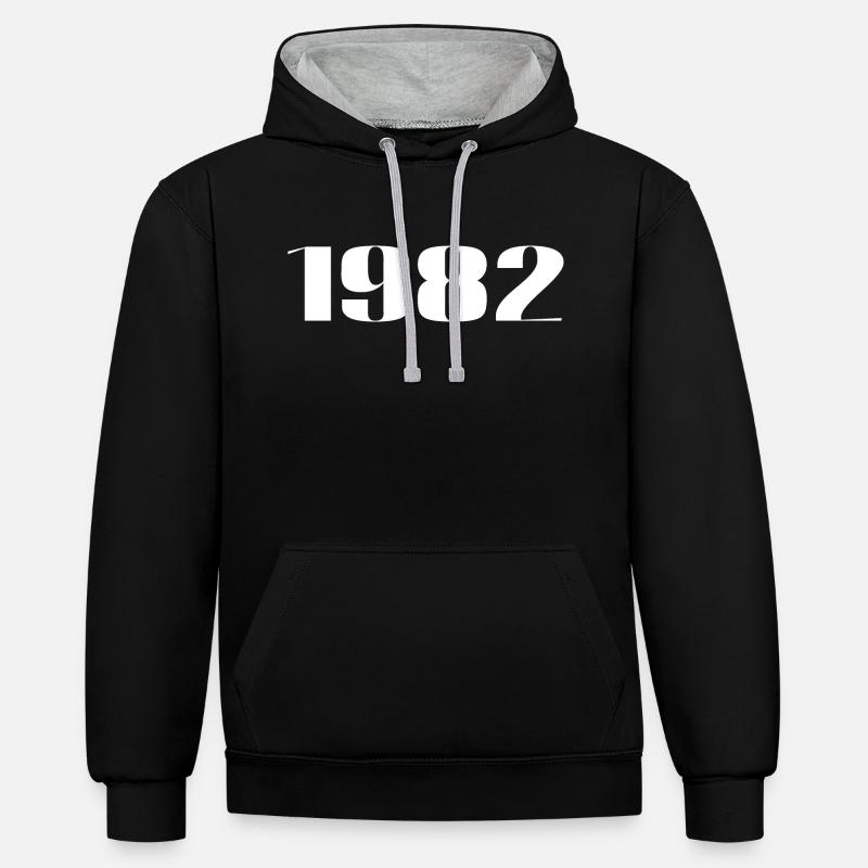 1982 - Cadeau né en 1982 - Sweat à capuche contrasté - noir/gris chiné