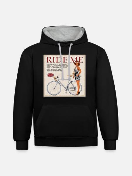 Ride Me - faire du vélo - Sweat à capuche contrasté - noir/gris chiné