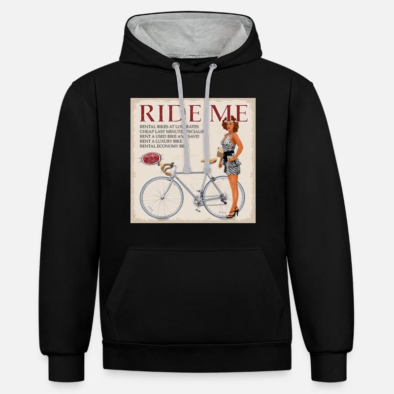 Ride Me - faire du vélo - Sweat à capuche contrasté - noir/gris chiné