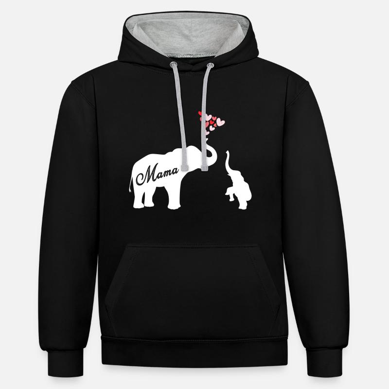 Maman Éléphant Mama - Sweat à capuche contrasté - noir/gris chiné
