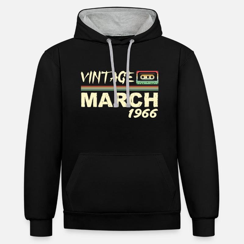 Mars 1966 - March 1966 - Sweat à capuche contrasté - noir/gris chiné
