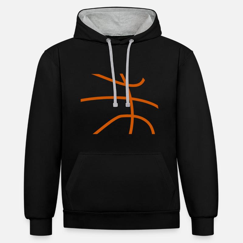 Joueurs de basket-ball - Sweat à capuche contrasté - noir/gris chiné