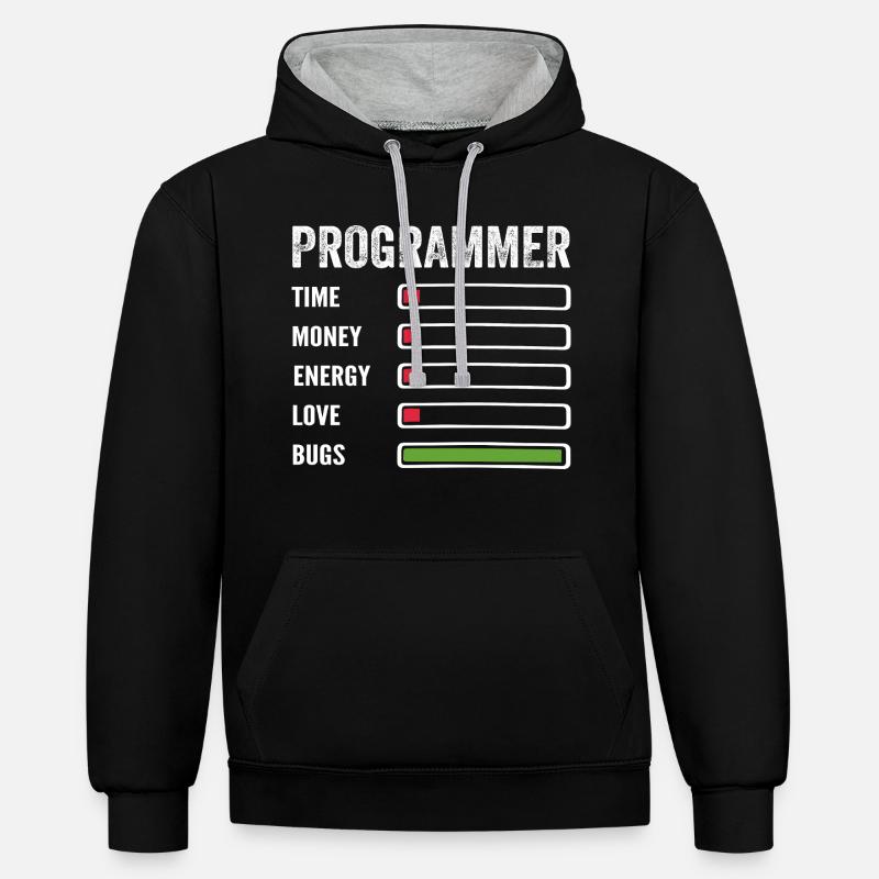 Developer Humor Programmer Coder - Contrast hoodie - black/heather grey