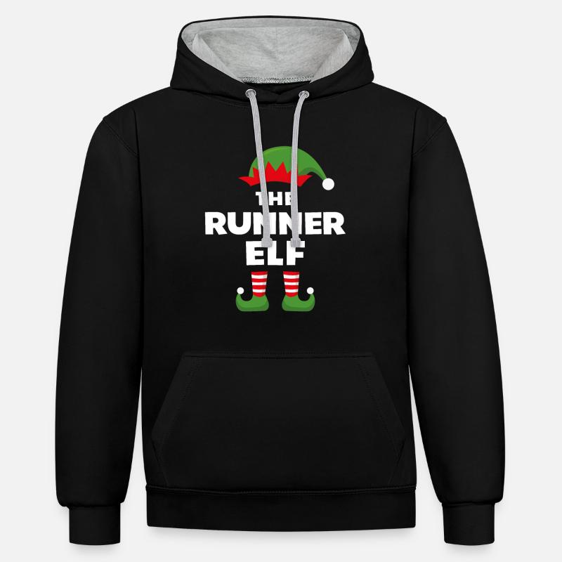 L’Elfe Coureur - Sweat à capuche contrasté - noir/gris chiné