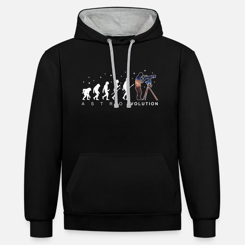 Astronomie Evolution Astrophotographie Cadeau - Sweat à capuche contrasté - noir/gris chiné
