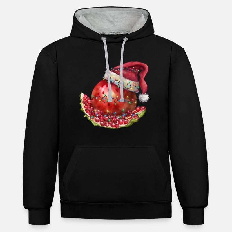 Grenade de Noël - Sweat à capuche contrasté - noir/gris chiné