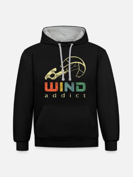 Kite Kiteboard Kitesurfer - Kontrast-Hoodie - Schwarz/Grau meliert