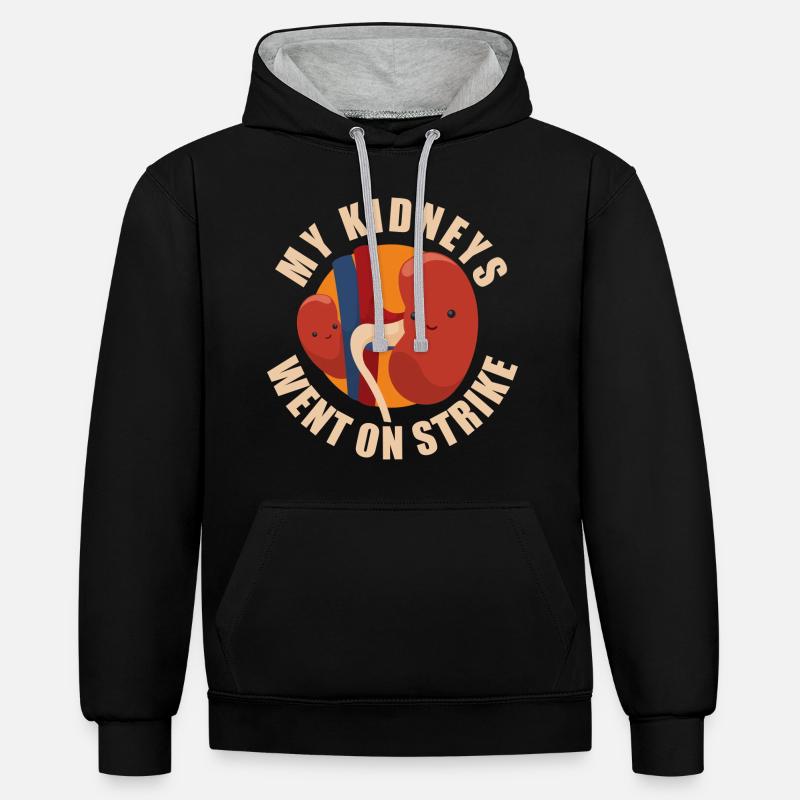 My Kidneys Went On Strike - Sweat à capuche contrasté - noir/gris chiné