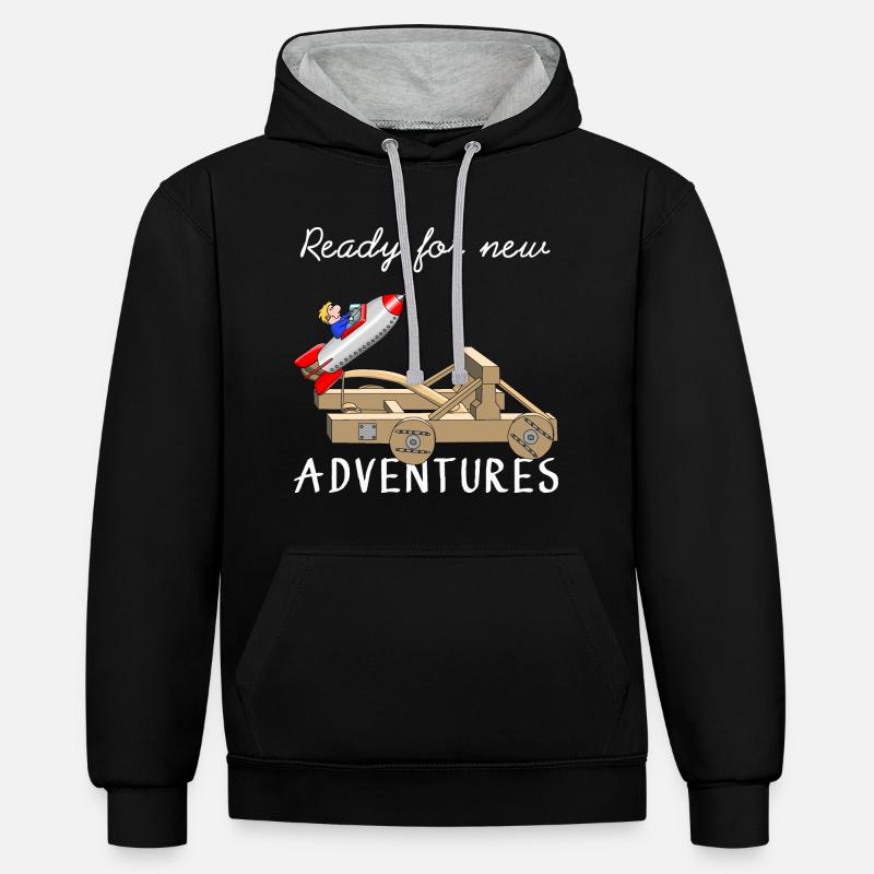 Aventure - Aventure - Sweat à capuche contrasté - noir/gris chiné