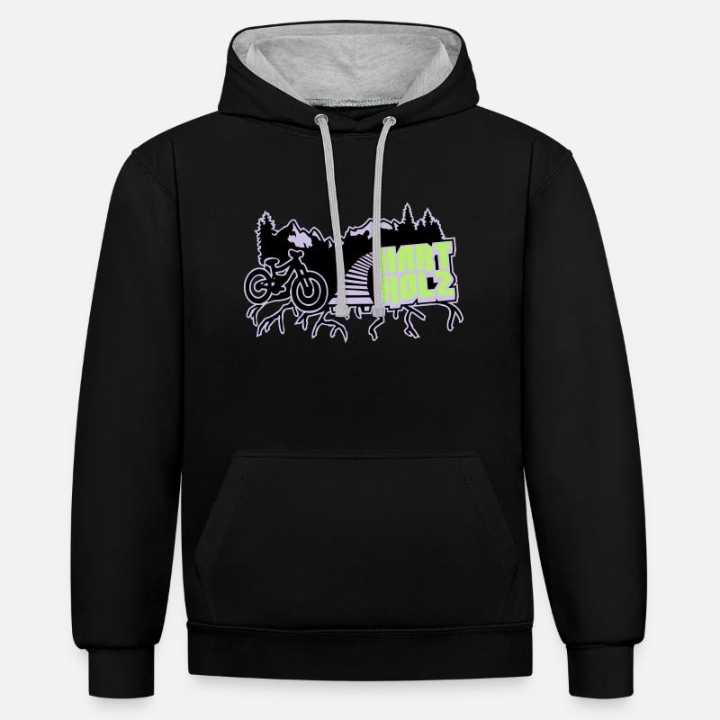 BOIS Freeride - Sweat à capuche contrasté - noir/gris chiné