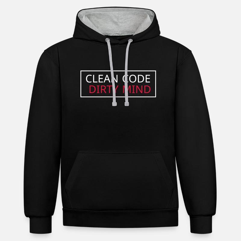 Clean Code – Dirty Mind - Kontrast-Hoodie - Schwarz/Grau meliert