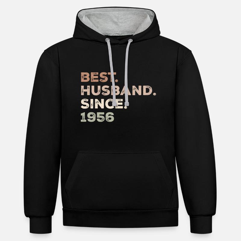 Bester Ehemann seit 1956 Jubiläumsgeschenk - Kontrast-Hoodie - Schwarz/Grau meliert