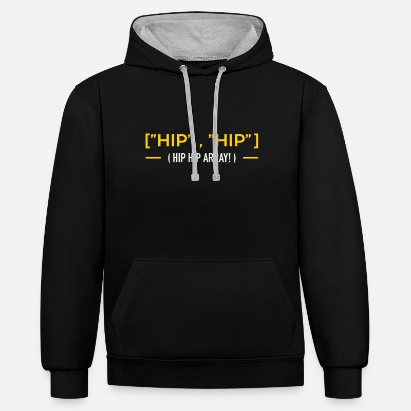 hip hip array - Sweat à capuche contrasté - noir/gris chiné