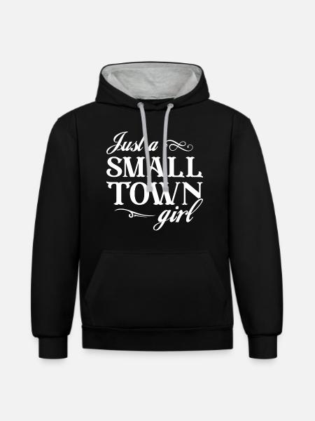 Nur ein kleines Stadtmädchen - Kontrast-Hoodie - Schwarz/Grau meliert