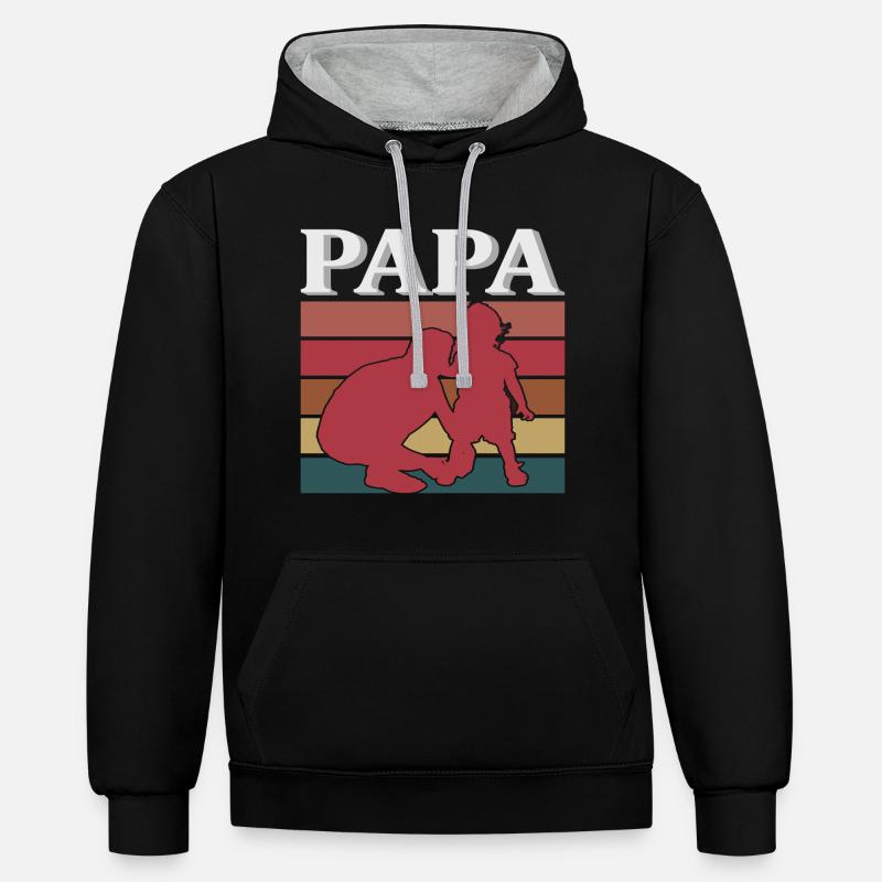 PAPI - Sweat à capuche contrasté - noir/gris chiné