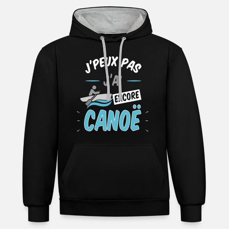 canoë - Sweat à capuche contrasté - noir/gris chiné