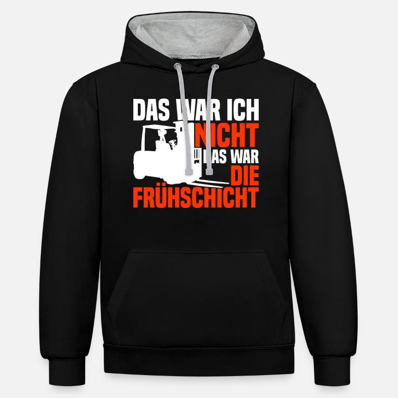 Gabelstaplerfahrer Gabelstapler Staplerfahrer - Kontrast-Hoodie - Schwarz/Grau meliert
