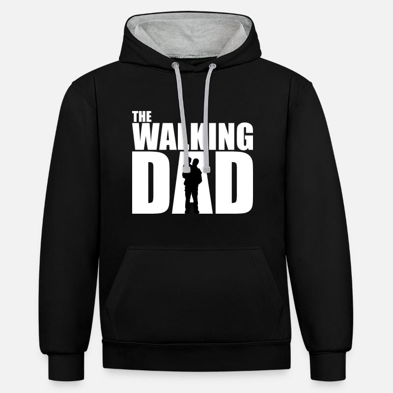 The WALKING DAD blanc - Sweat à capuche contrasté - noir/gris chiné