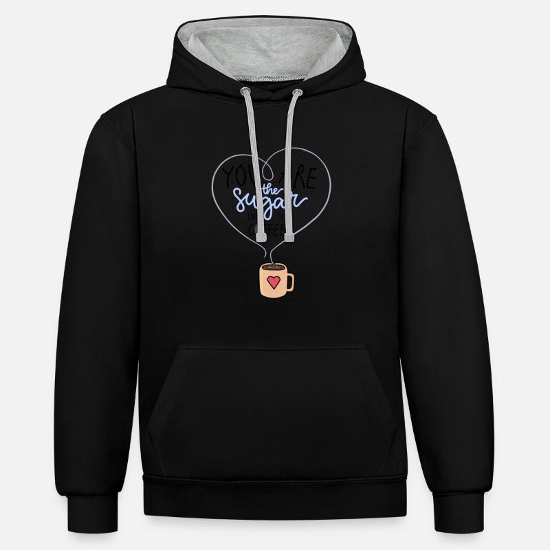 Le sucre dans mon café - Sweat à capuche contrasté - noir/gris chiné