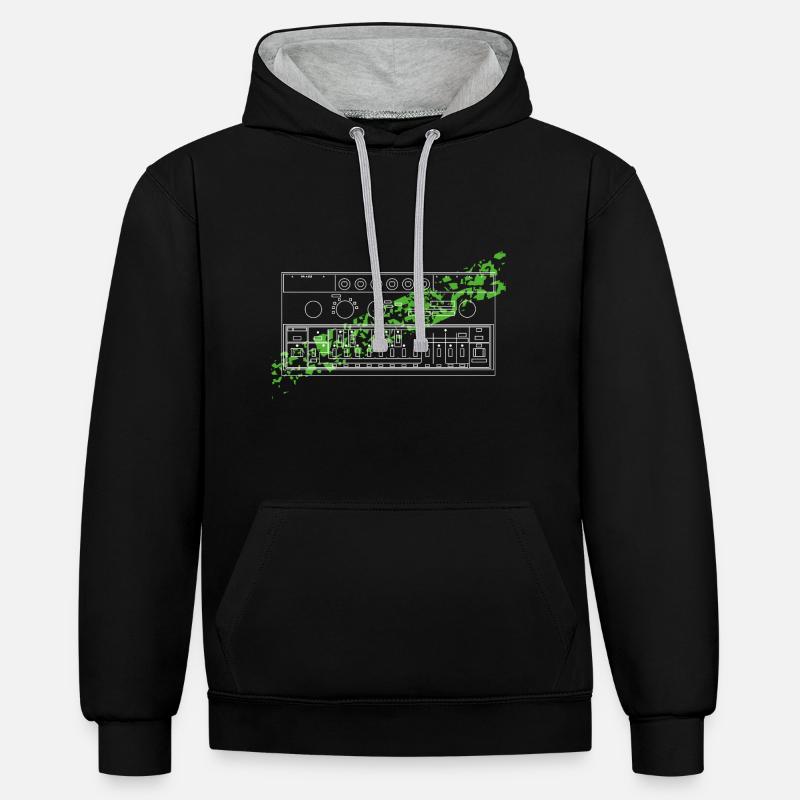 303 acide - Sweat à capuche contrasté - noir/gris chiné