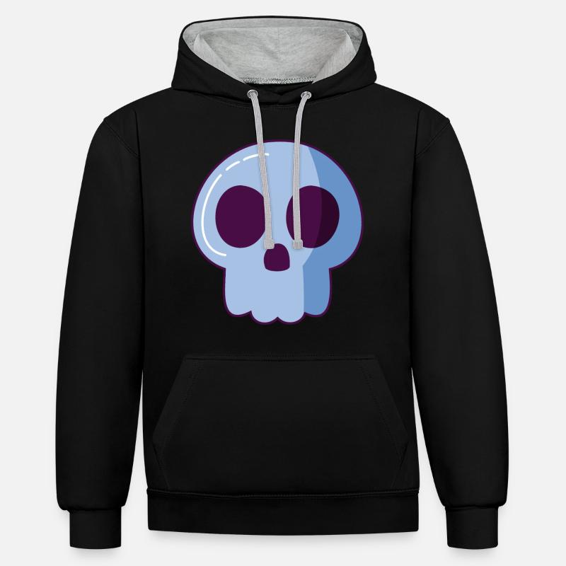 Crâne crâne bande dessinée - Sweat à capuche contrasté - noir/gris chiné