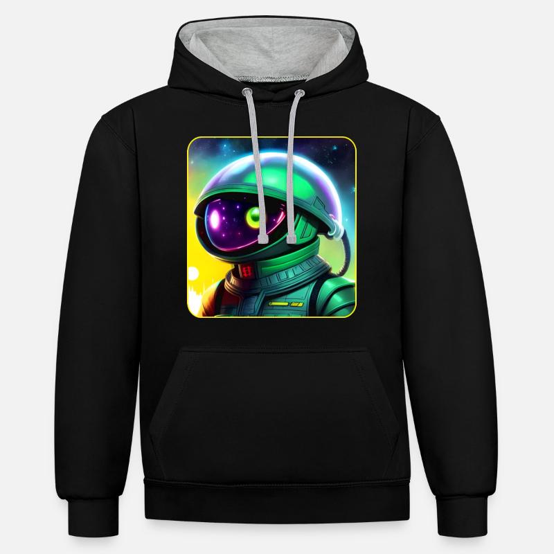 Astronaute de l’espace Alien - Sweat à capuche contrasté - noir/gris chiné