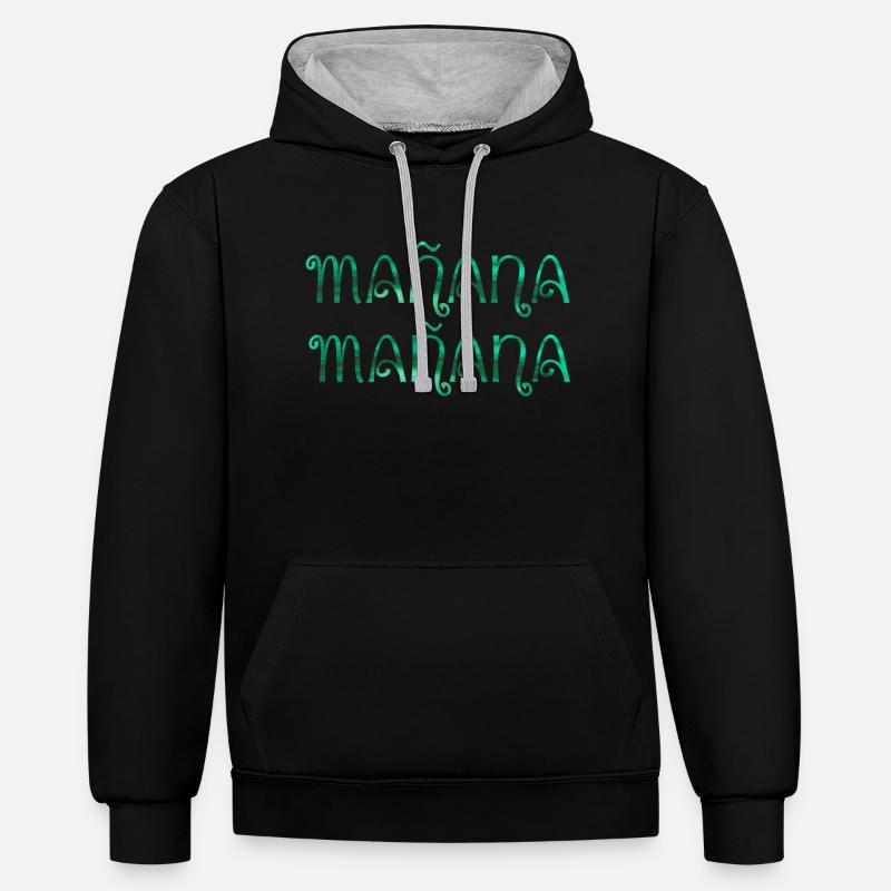 Mañana mañana - Sweat à capuche contrasté - noir/gris chiné