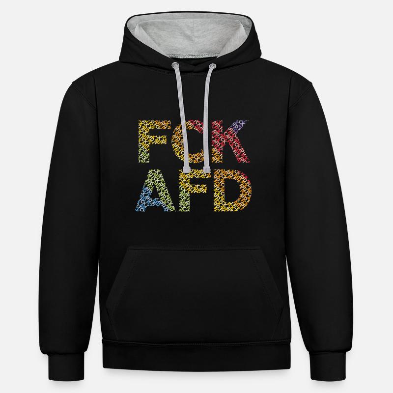 FCK AFD RAINBOW - Kontrast-Hoodie - Schwarz/Grau meliert