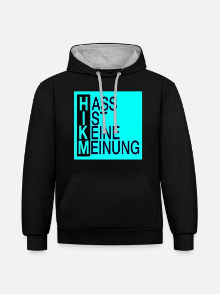 Hass ist keine Meinung - Kontrast-Hoodie - Schwarz/Grau meliert