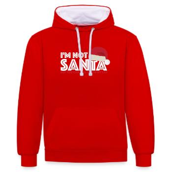 Je ne suis pas le Père Noël | Noël, Cadeau - Sweat à capuche contrasté - rouge/blanc - Devant - Liana (172cm) & Jaron (178cm)