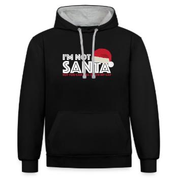 I am not Santa Claus | Christmas, Gift - Contrast hoodie - black/heather grey - Front - Anna (173cm) & Nico (186cm)