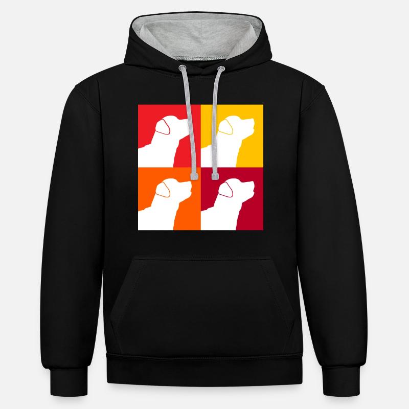 Labrador - Sweat à capuche contrasté - noir/gris chiné