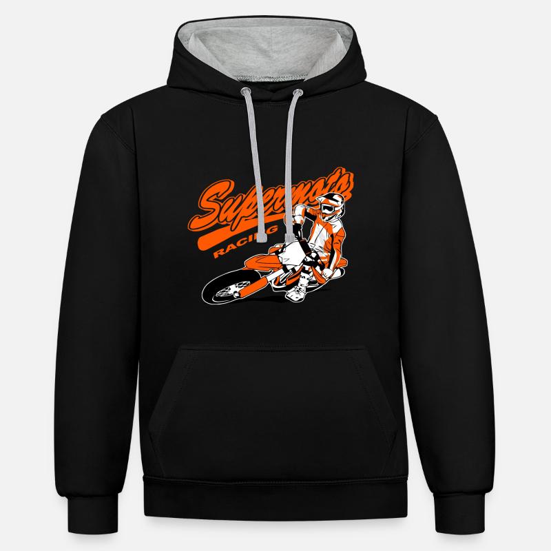 Supermoto Racing - Supermotard - Sweat à capuche contrasté - noir/gris chiné
