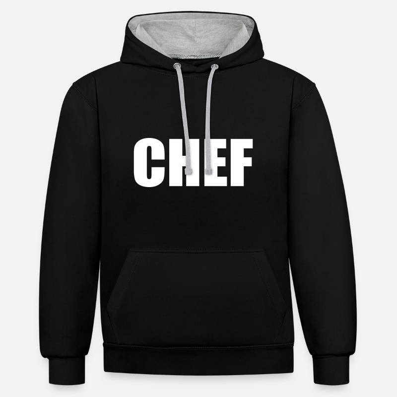 Chef - Sweat à capuche contrasté - noir/gris chiné
