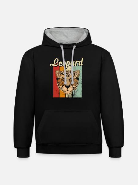 leopard - Contrast hoodie - black/heather grey