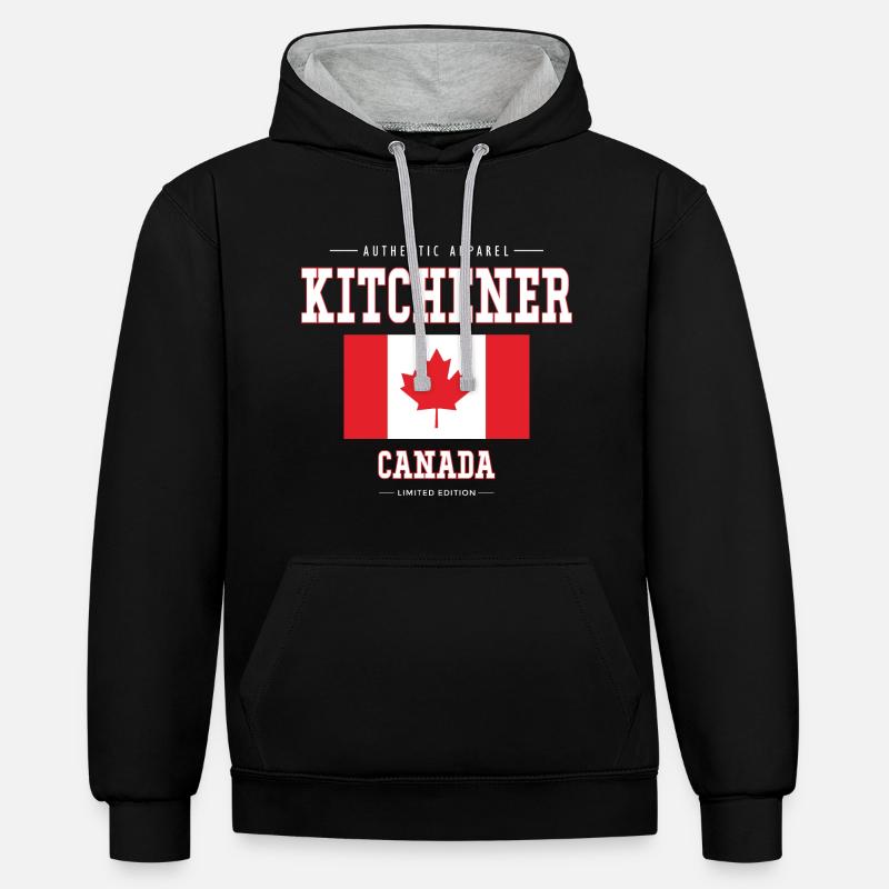Kitchener - Sweat à capuche contrasté - noir/gris chiné