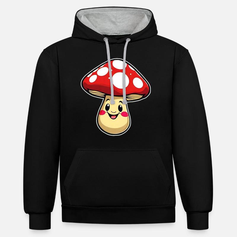 Funny little toadstool - Contrast hoodie - black/heather grey