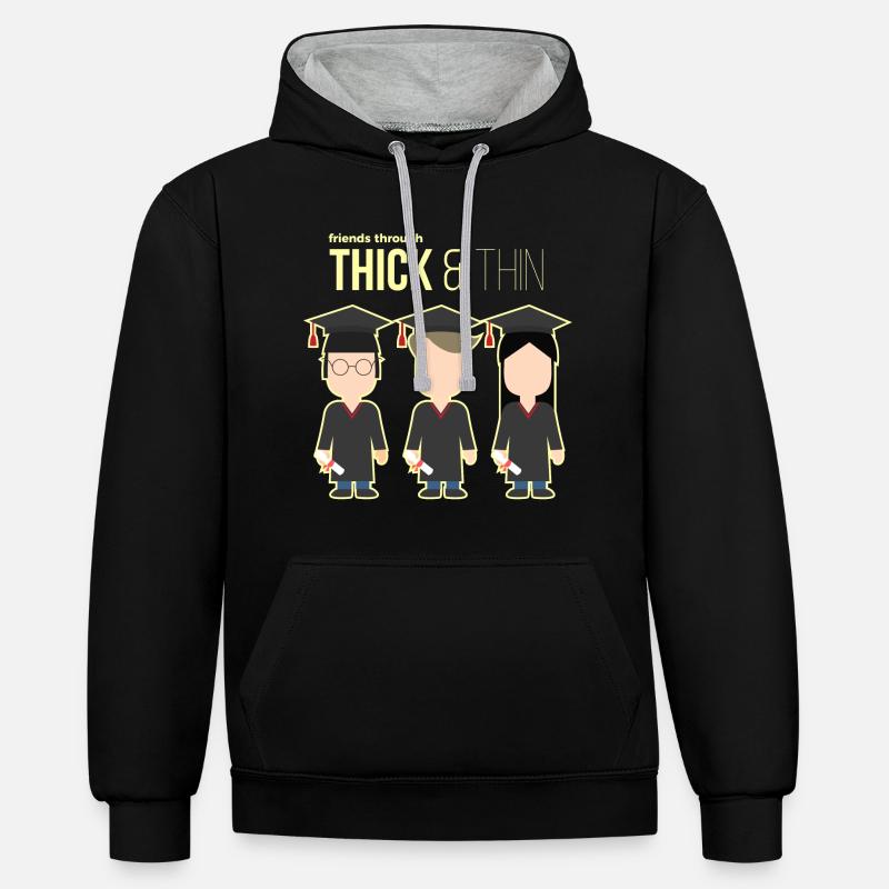 Cadeau d'obtention du diplôme - Sweat à capuche contrasté - noir/gris chiné