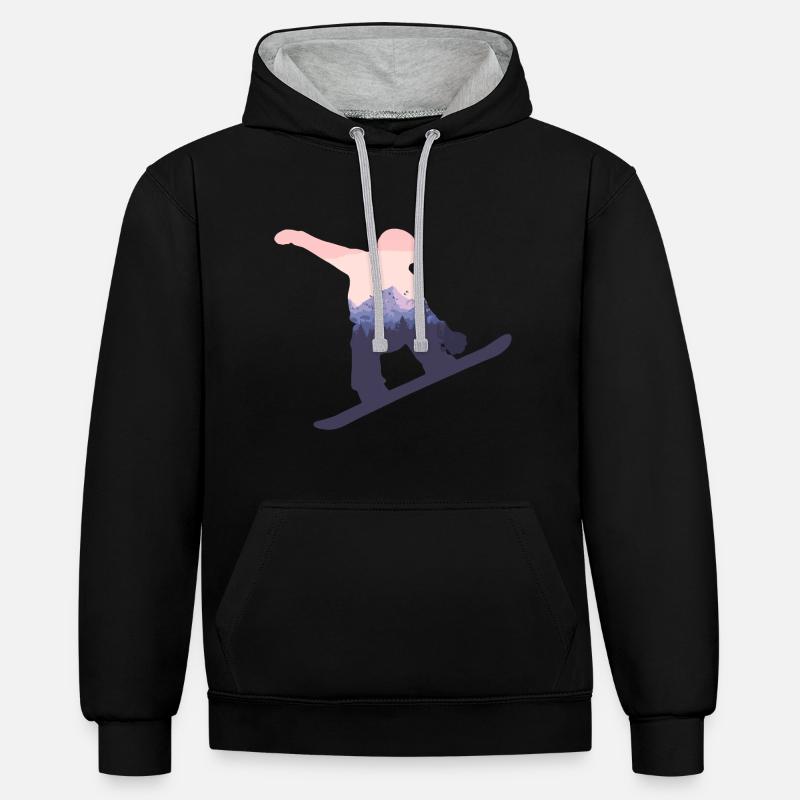 snowboard - Sweat à capuche contrasté - noir/gris chiné