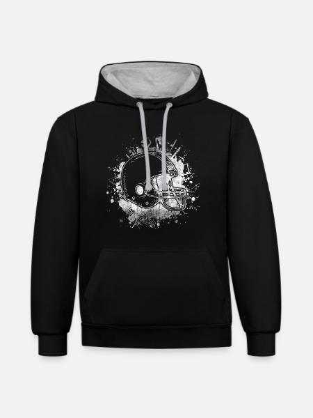 Football Helm - Kontrast-Hoodie - Schwarz/Grau meliert